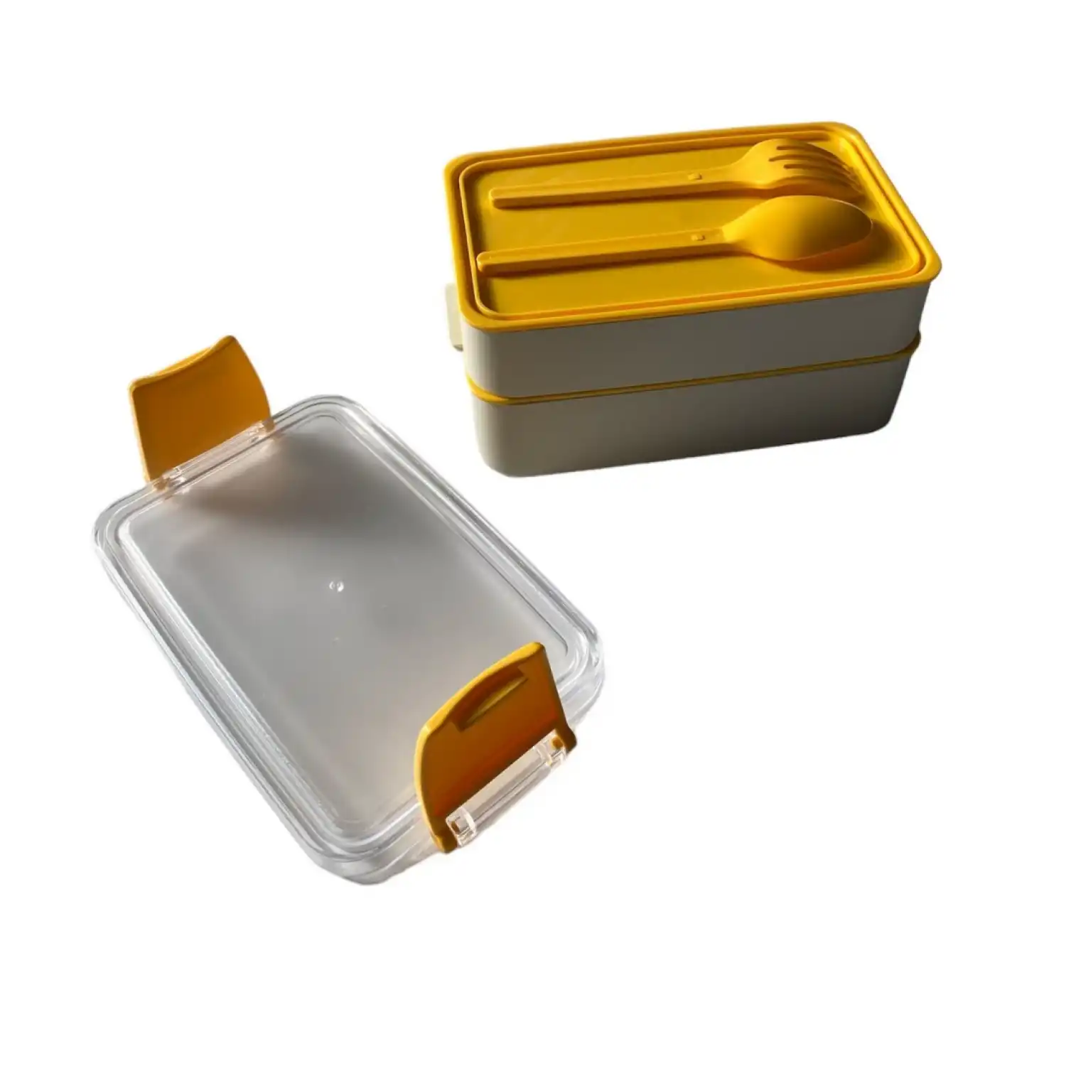 İki Bölmeli Pratik Beslenme Kabı Seti - Krem