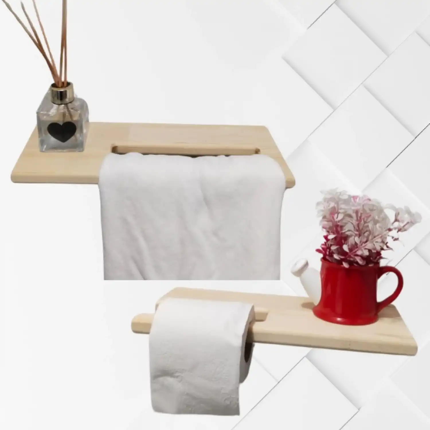 MASİF AHŞAP TUVALET KAĞIDI VE HAVLU TUTACAĞI