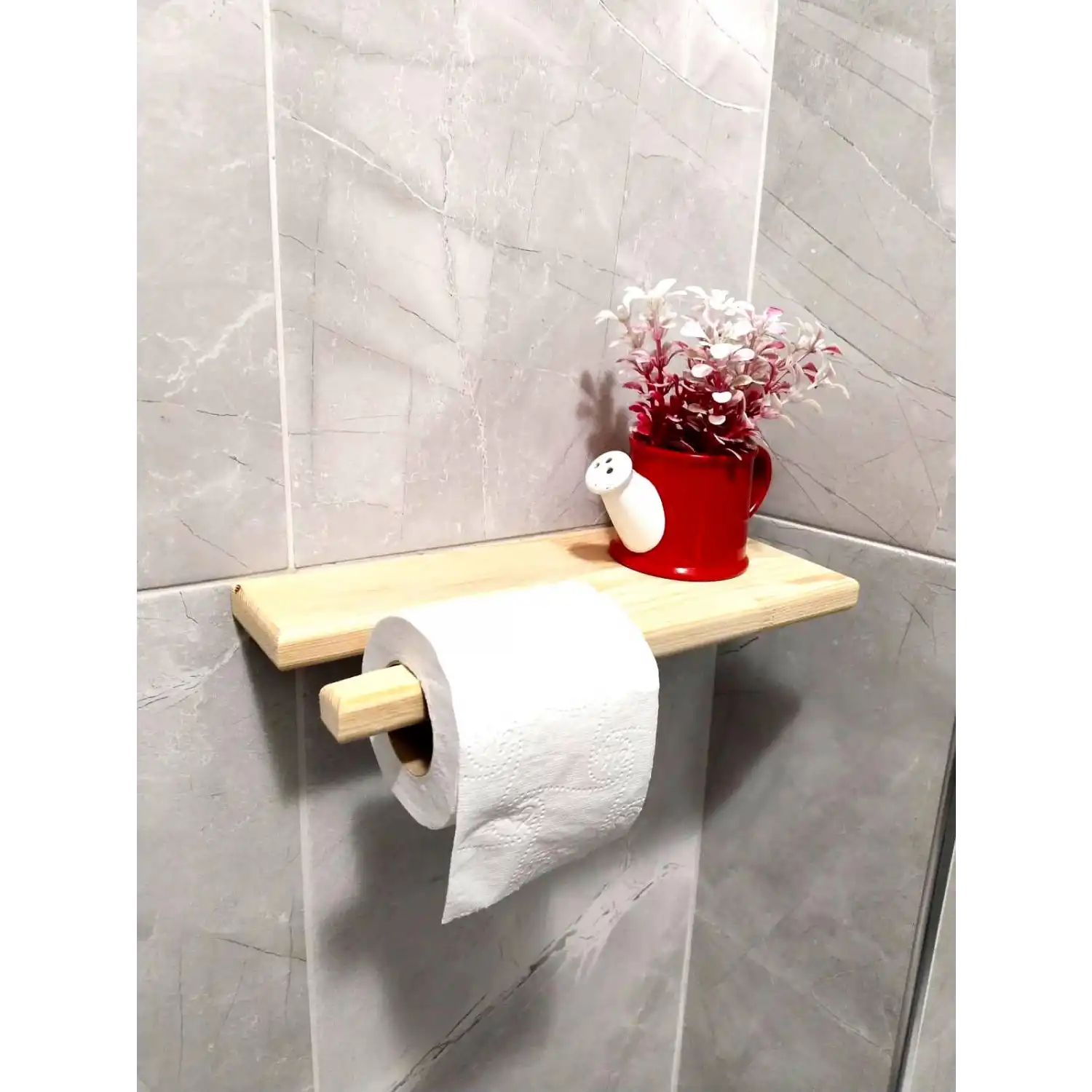 MASİF AHŞAP TUVALET KAĞIDI VE HAVLU TUTACAĞI