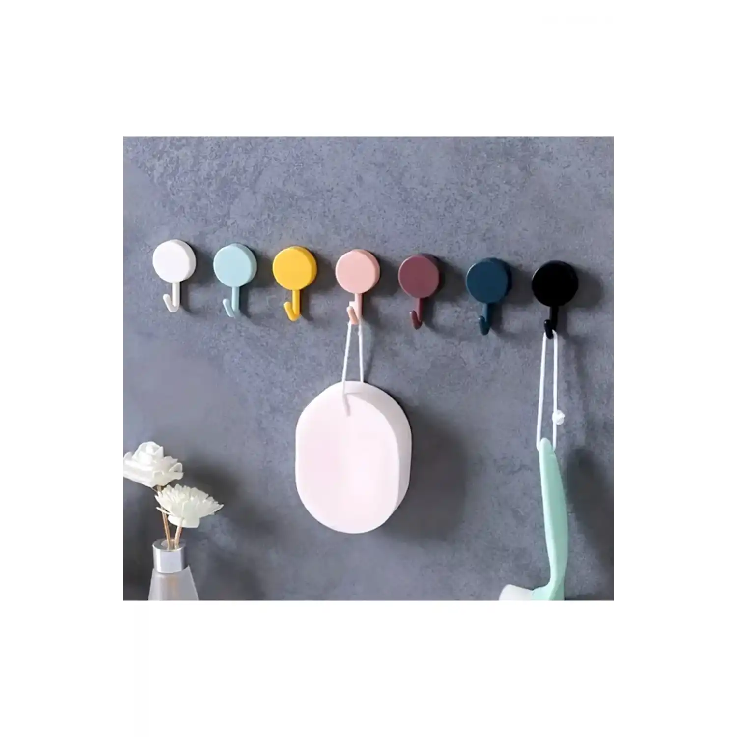 Renkli, Kolay Kurulumlu - Deliksiz Duvar Askıları - Güçlü Yapışkanlı - İz Bırakmayan-10lu
