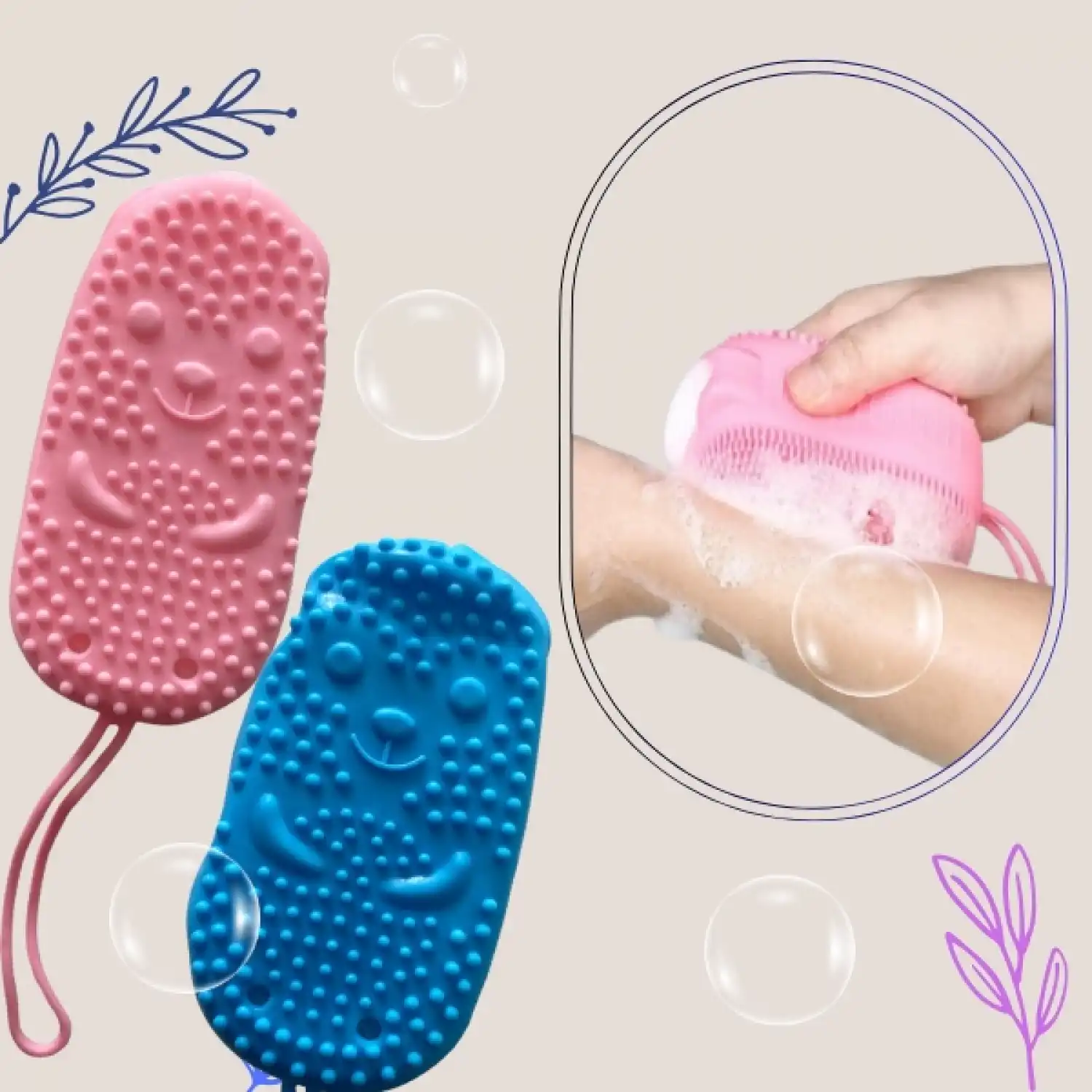 Süngerli Silikon Banyo Kesesi, Köpürtücü Silikon Banyo Kese