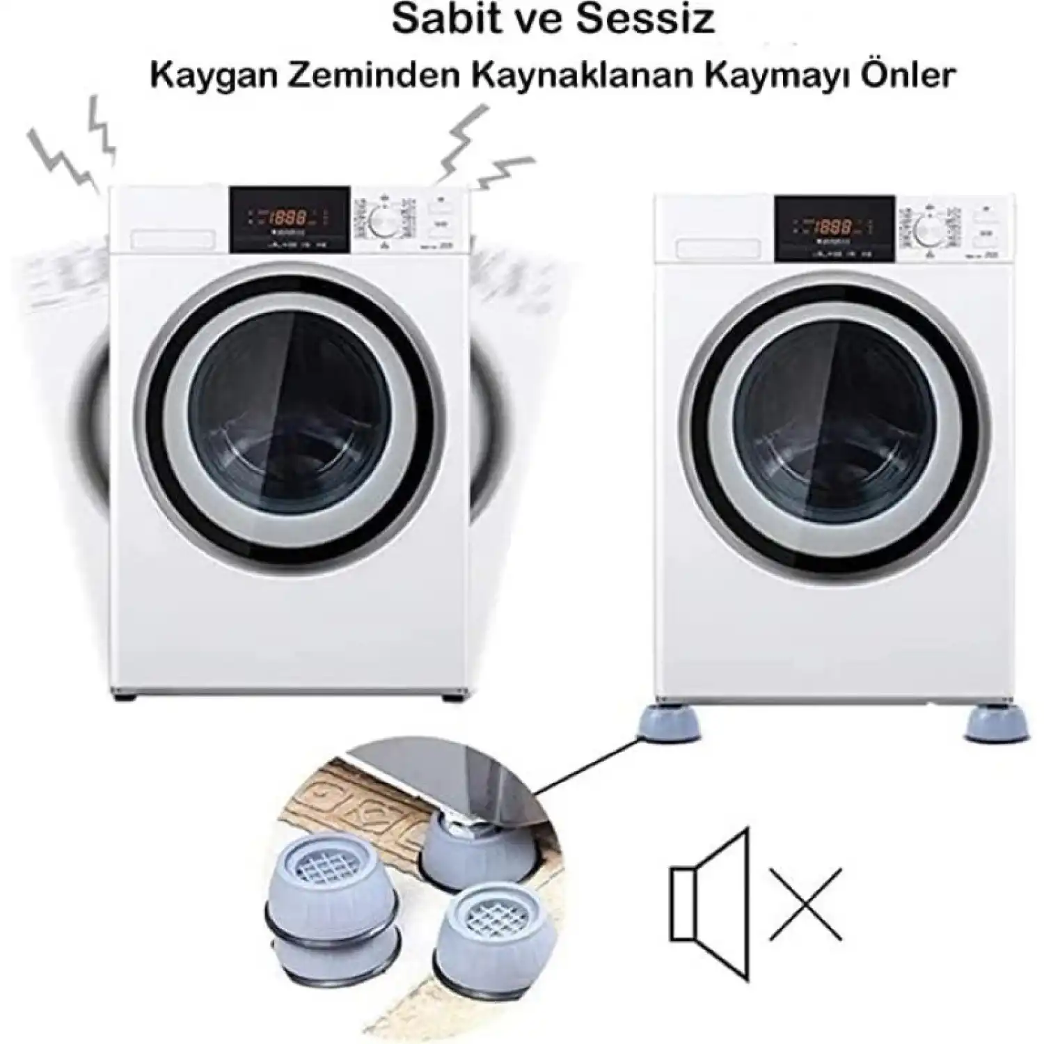 Gürültü Engelleyici Ve Kaymaz Titreşim Önleyici Kauçuk Ayak Petleri Çamaşır Makinesi Stoper 4lü Set