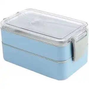 İki Bölmeli Pratik Beslenme Kabı Seti - Mavi