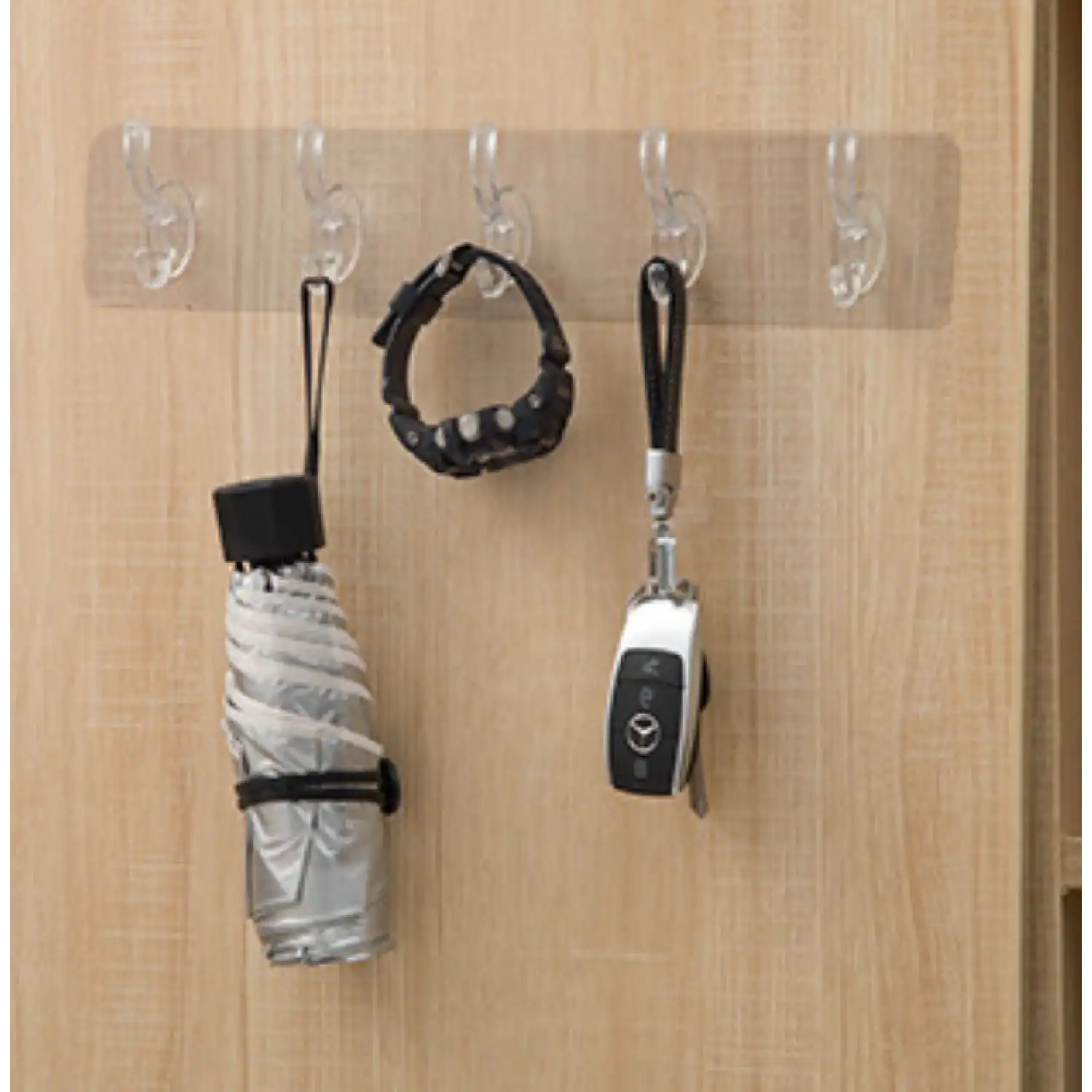 5li Banyo Mutfak Dolap Duvar Askısı (Kendinden Yapışkanlı) - Şeffaf