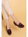 Gondol Hakiki Deri Ortopedik Taban Ayakkabı   vdt.2606 Bordo Croco