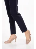 Gondol Hakiki Deri  Orta  Boy Topuk Stiletto-vdt.23 Vizon