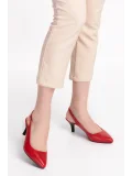 Gondol Kadın Hakiki Deri Orta Boy Topuk Stiletto vdt.230 kırmızı