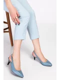 Gondol Kadın Hakiki Deri Orta Boy Topuk Stiletto vdt.230 Mavi