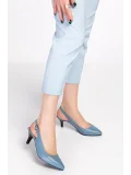 Gondol Kadın Hakiki Deri Orta Boy Topuk Stiletto vdt.230 Mavi