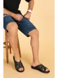 Gondol Erkek Hakiki Deri Comfort Günlük Şık Terlik kml.140 Siyah