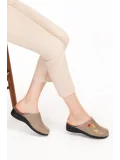 Gondol Kadın Hakiki Deri Ortopedik Sabo Terlik   yprk.811 Vizon