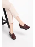 Gondol Kadın Hakiki Deri Anatomik Taban Dolgu Topuklu Günlük Ayakkabı pyt.6204 Bordo