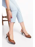 Gondol Kadın Hakiki Deri Orta Boy Topuk Stiletto vdt.230 Taba