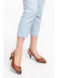 Gondol Kadın Hakiki Deri Orta Boy Topuk Stiletto vdt.230 Taba