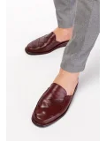Gondol Erkek Hakiki Deri Damat Ev Terliği kayaş.105 Bordo