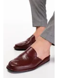 Gondol Erkek Hakiki Deri Damat Ev Terliği kayaş.105 Bordo