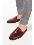 Gondol Erkek Hakiki Deri Damat Ev Terliği kayaş.105 Bordo