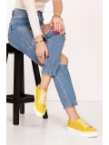 Gondol Kadın Iç Dış Hakiki Deri Günlük Sneaker als.369 Sarı