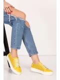 Gondol Kadın Iç Dış Hakiki Deri Günlük Sneaker als.369 Sarı