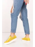 Gondol Kadın Iç Dış Hakiki Deri Günlük Sneaker als.369 Sarı