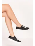 Gondol Kadın Iç Dış Hakiki Deri Günlük Sneaker als.369 Siyah