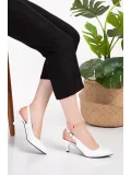 Gondol Kadın Hakiki Deri Orta Boy Topuk Stiletto vdt.230 Beyaz