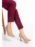 Gondol Kadın Hakiki Deri Stiletto Ayakkabı şhn.824 Vizon