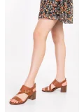 Gondol Hakiki Deri Topuklu Sandalet iz.620 Taba