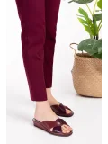 Gondol Hakiki Deri Şık Ev Terliği Blc.005 Bordo Yılan
