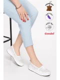 Gondol Hakiki Deri Rahat Yazlık Ayakkabı kla.14 Beyaz