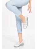 Gondol Kadın Hakiki Deri Anatomik Taban Dolgu Topuklu Lazer Delikli Ayakkabı pyt.6206 Beyaz