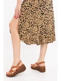 Gondol Hakiki Deri Anatomik Taban Dolgu Topuk Sandalet slt.254 Taba