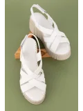 Gondol Hakiki Deri Anatomik Taban Dolgu Topuk Sandalet slt.254 Beyaz