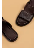Gondol Erkek Hakiki Deri Günlük Klasik Terlik esm.017 Kahverengi