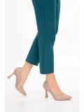 Gondol Kadın Hakiki Deri Stiletto Ayakkabı şhn.861 Vizon