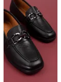 Gondol Hakiki Deri Kadın Köşeli Burun Loafer esl.b06 Siyah