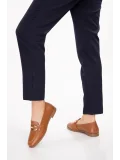 Gondol Hakiki Deri Kadın Köşeli Burun Loafer esl.b06 Taba