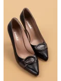 Gondol Kadın Hakiki Deri Stiletto Ayakkabı ast.6201 Siyah