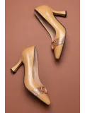 Gondol Kadın Hakiki Deri Stiletto Ayakkabı ast.6201 Nude