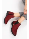 Gondol Hakiki Deri Nubuk Fermuarlı Günlük Bot esfa.3539 Bordo