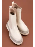 Gondol Kadın Hakiki Deri Lastikli Günlük Çekme Bot rg.88270 Bej