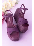 Gondol Kadın Hakiki Deri Dolgu Topuk Platform Sandalet ell.5044 Mor