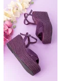 Gondol Kadın Hakiki Deri Dolgu Topuk Platform Sandalet ell.5044 Mor