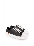 Gondol Içi Dışı Hakiki Deri  Hafif Converse Tarz Ayakkabı usl.2136 Siyah
