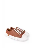 Gondol Içi Dışı Hakiki Deri  Hafif Converse Tarz Ayakkabı usl.2136 Taba