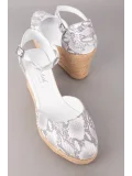 Gondol Kadın Hakiki Deri Dolgu Topuk Platform Sandalet ell.6215 Gri Yılan