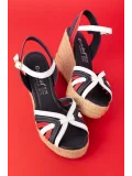 Gondol Kadın Hakiki Deri Dolgu Topuk Platform Sandalet ell.4389 Tommy