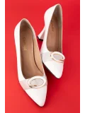 Gondol Kadın Hakiki Deri Stiletto Ayakkabı ast.6201 Beyaz