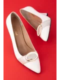 Gondol Kadın Hakiki Deri Stiletto Ayakkabı ast.6201 Beyaz