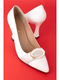 Gondol Kadın Hakiki Deri Stiletto Ayakkabı ast.6201 Beyaz